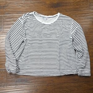 Elizabeth and James Black White Striped Top XL